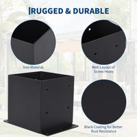 Garvee Lot de 4 bases de poteau 15 × 15 cm en acier 2 mm, finition thermolaquée noire, pour pergola, terrasse et deck