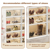 Étagère à chaussures pliable Garvee à 9 niveaux avec portes transparentes empilables, idéale pour l'entrée et le salon. Robuste, facile à nettoyer et équipée de roulettes. Couleur : marron.