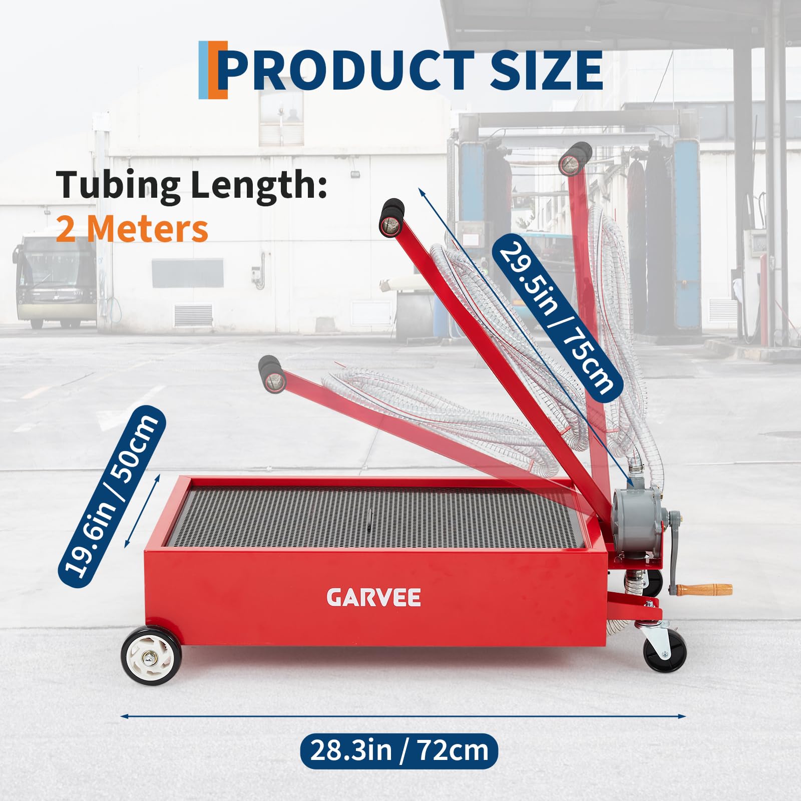 Bac de vidange d'huile Garvee 15 gallons à profil bas avec pompe, tuyau, acier, poignée pliable et roulettes pivotantes pour voiture, SUV, camion et atelier.