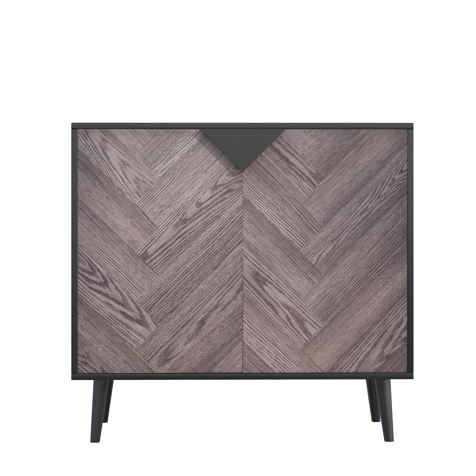Buffet/meuble de rangement d'appoint moderne Garvee, avec portes, aspect bois, noir-gris, 80 cm, salle à manger, couloir