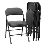 Garvee Chaises Pliantes Rembourrées 4 Pcs, Confort Ergonomique, Cadre Métal Robuste, Design Gain De Place, Noir, Intérieur Et Extérieur - 