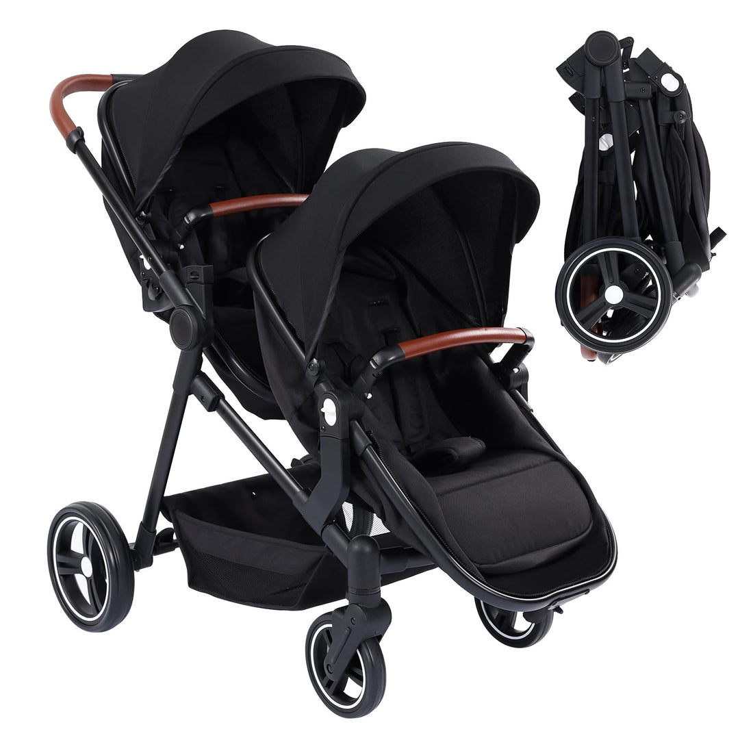 Poussette double Garvee avec châssis en aluminium, légère et pliable – Idéale pour les jumeaux en voyage