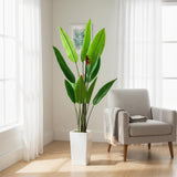 Garvee plante artificielle oiseau de paradis 235 cm avec pot blanc, feuillage tropical réaliste, pour salon et bureau - 7.7Ft