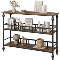 Garvee Console industrielle à 3 niveaux avec rangement, structure métal et MDF, style vintage, pieds réglables, pour entrée et salon, 109 × 30 × 80 cm, vintage