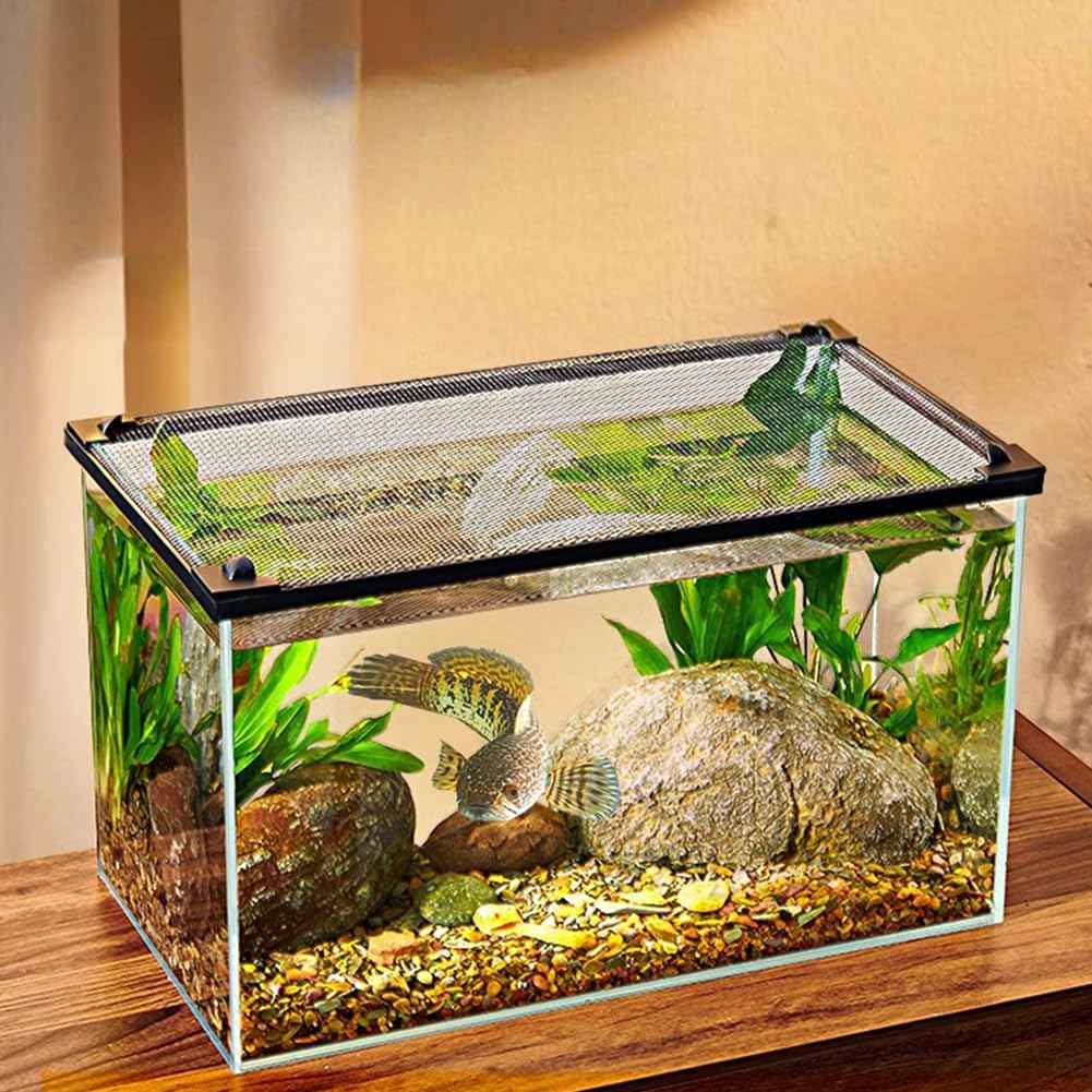 Couvercle magnétique pour aquarium GARVEE noir 40 x 25 cm - Protection contre les sauts des poissons, matériau robuste, facile à nettoyer