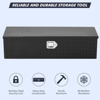 Coffre à outils Garvee 91 x 38 x 38 cm pour benne de pick-up et remorque, en aluminium à damier noir, avec serrure et clé.