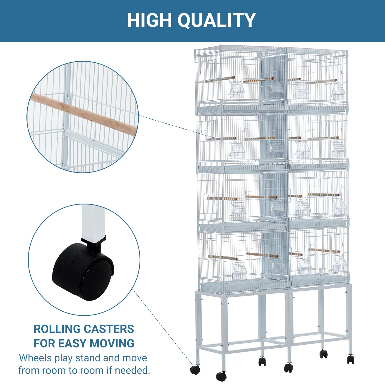 Cage à oiseaux extra large Garvee 168 cm de haut avec fond amovible et toit imperméable pour conure, perroquet, perruche ondulée, design coloré, intérieur et extérieur