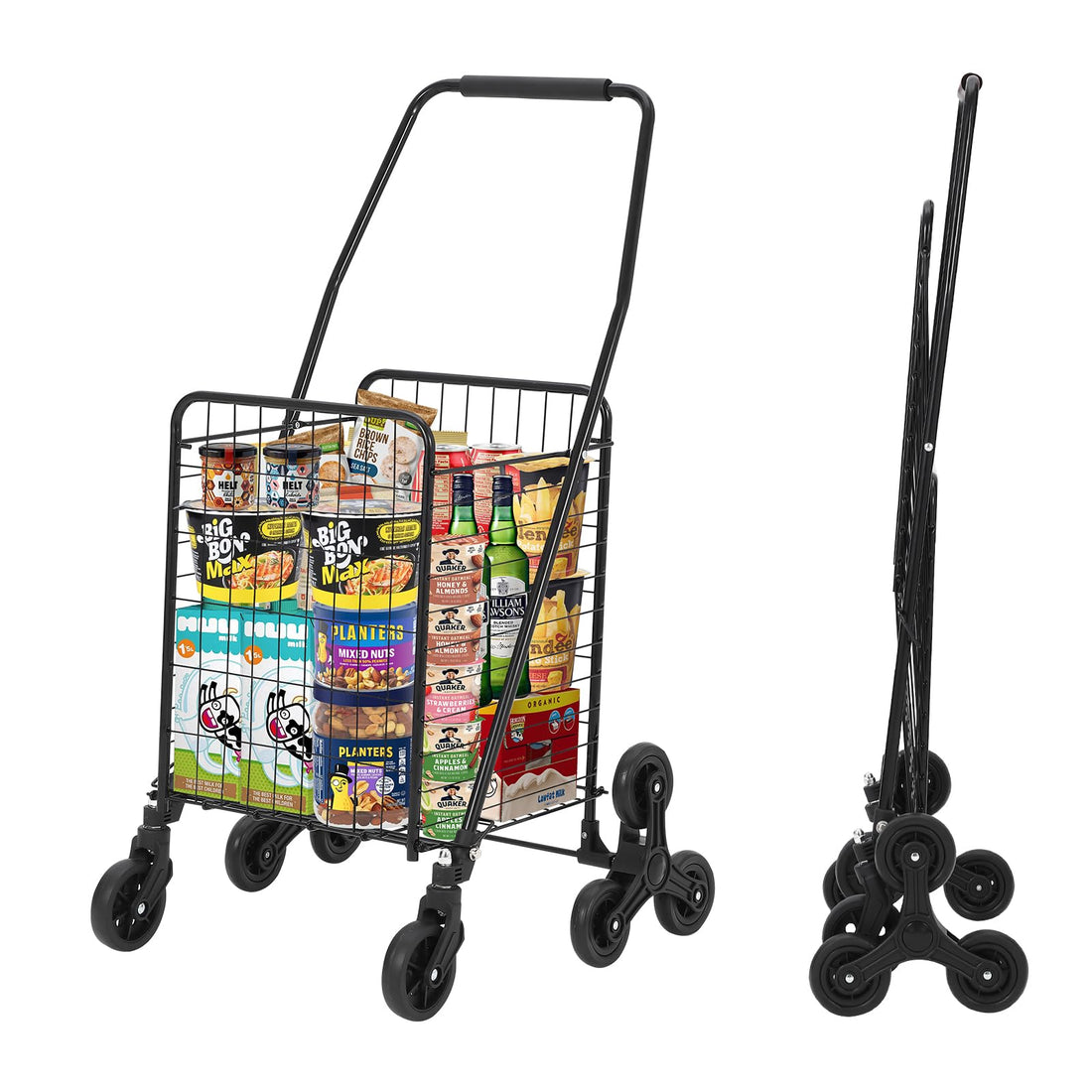Chariot de courses pliable Garvee, capacité de 50 kg, avec roues pour monter les escaliers, idéal pour les courses et les voyages, capacité de 83 litres, structure en métal, pliable