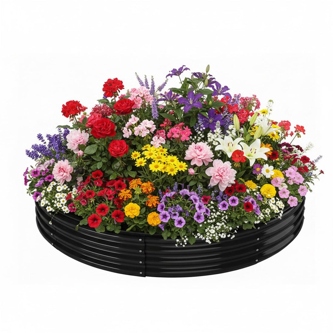 Potager surélevé Garvee, en métal, 107 x 20 cm, rond, sans fond, en acier galvanisé, antirouille, idéal pour le jardin, les légumes et les fleurs, respectueux de l'environnement.