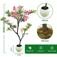 Arbre artificiel Garvee de 120 cm avec feuilles et fleurs réalistes pour salon et bureau, tronc détachable, entretien facile, tissu de soie de haute qualité, vert