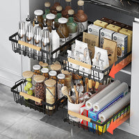 Organisateur de placard supplémentaire Garvee : système de tiroirs robuste, sans perçage, étagères de cuisine pliables, gain de place et polyvalent pour les garde-manger.