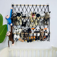 Organisateur de peluches suspendu Garvee en macramé avec hauteur réglable pour chambre d'enfant, hamac en filet, blanc