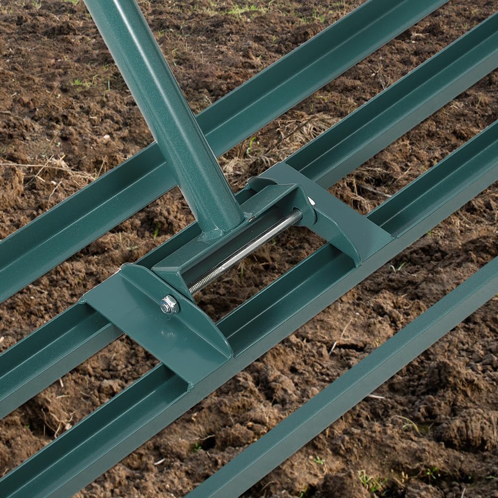 Garvee Râteau niveleur de pelouse 76 × 25 cm en acier robuste avec manche long 198 cm antidérapant pour jardin, terrain et entretien extérieur