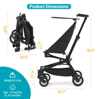 Poussette de voyage Garvee Baby – Légère, châssis en fibre de carbone, protection UV, pliable, 3,8 kg, idéale pour la ville et les voyages