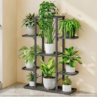 Support à plantes Garvee à 7 niveaux en métal avec pieds réglables, étanche, format d'angle pour salon, balcon, jardin, gain de place, noir
