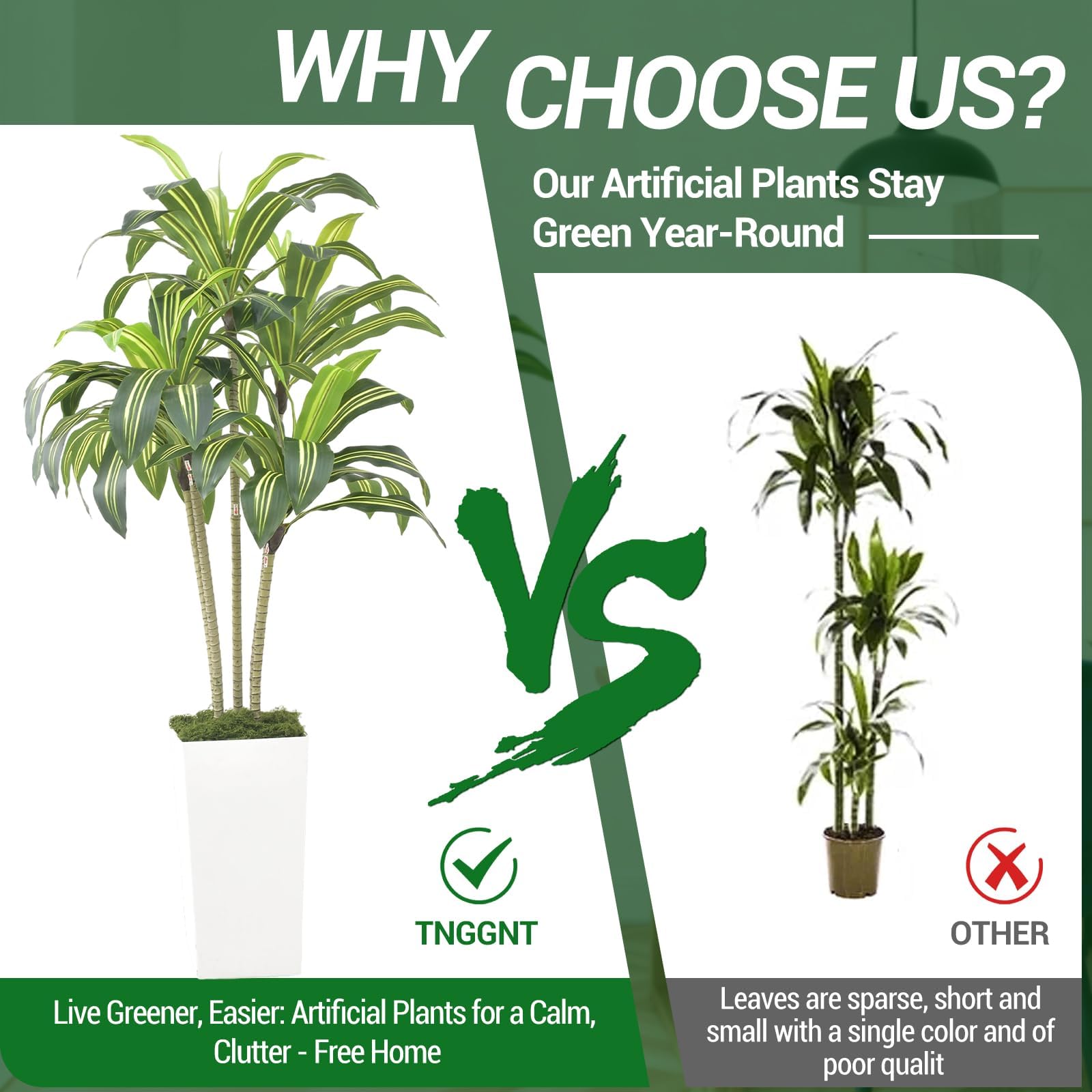 Arbre dragon artificiel Garvee de 120 cm avec pot de fleurs blanc pour salon, balcon ou bureau, plante tropicale en plastique réaliste