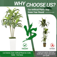 Arbre dragon artificiel Garvee de 120 cm avec pot de fleurs blanc pour salon, balcon ou bureau, plante tropicale en plastique réaliste