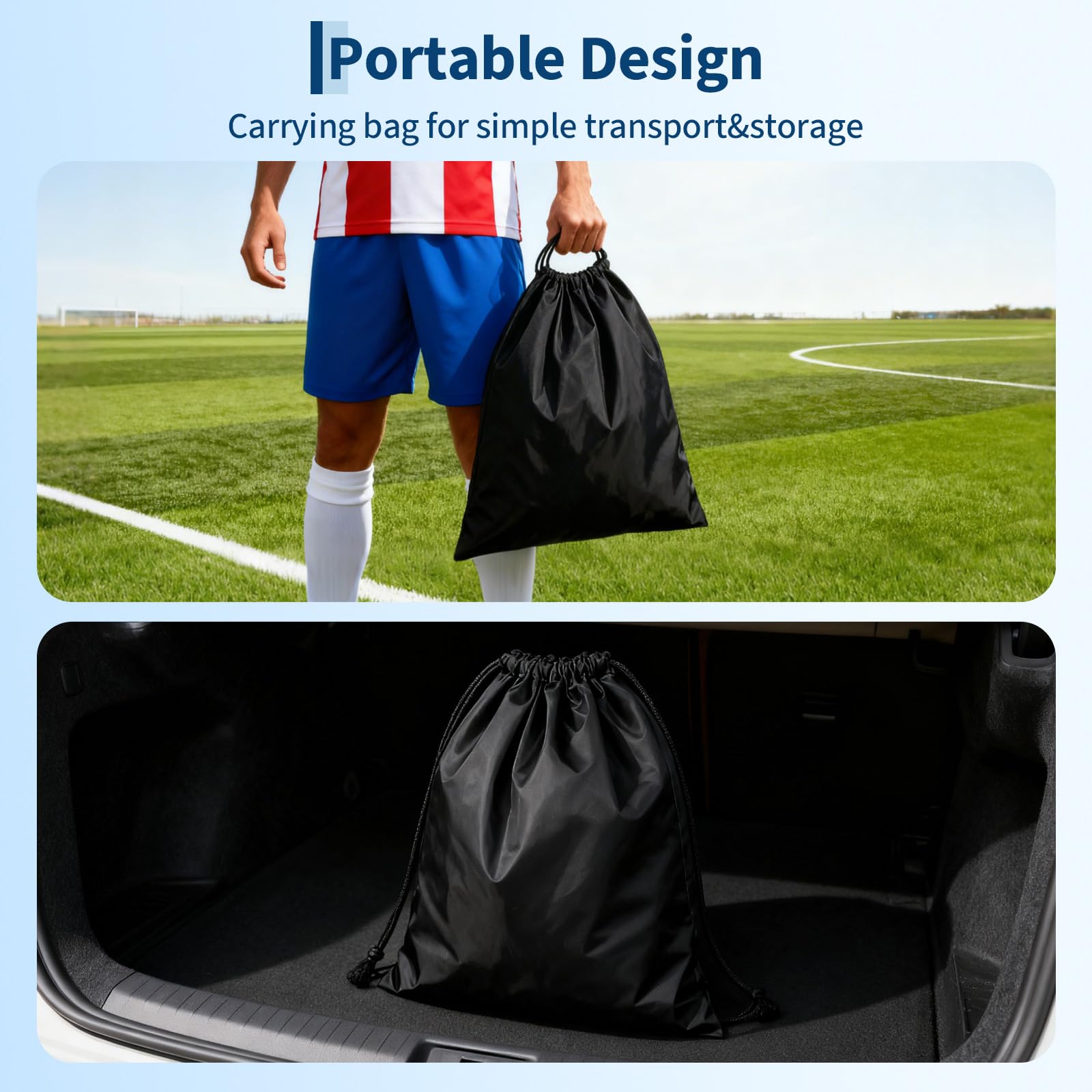 Buts de football Garvee, lot de 2, 1,8 x 1,2 m, pliables, en tissu Oxford 450D, fibre de verre 10 mm, filet en polyester, portables, pour l'entraînement et le jardin.
