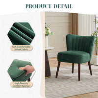 Fauteuil de salon moderne Garvee en velours avec pieds réglables et pieds ergonomiques en bois vert, idéal pour le salon et la salle à manger.