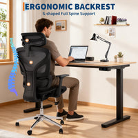 Garvee chaise de bureau ergonomique en maille respirante, accoudoirs 3D, repose-pieds, inclinaison 135°, Noir