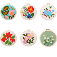 Kit de broderie au poinçon Garvee pour débutants, motif floral, tissu lavable, fil et tambour à broder, idéal pour les débutants, cadeau DIY, taille unique