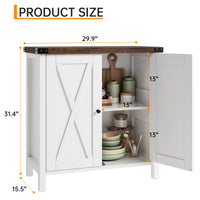 Garvee buffet de cuisine avec portes, étagère réglable, style campagnard, pour cuisine, salon, salle à manger, blanc et brun
