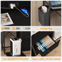 Classeur Garvee avec bandes LED, meuble de bureau à 2 tiroirs et étagère, table pour imprimante pour bureau et maison, grand format, noir