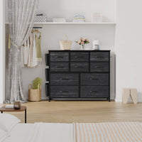 Garvee commode à 10 tiroirs, revêtement en tissu, glissières métalliques, plateau en bois imperméable, idéale pour la chambre et le salon