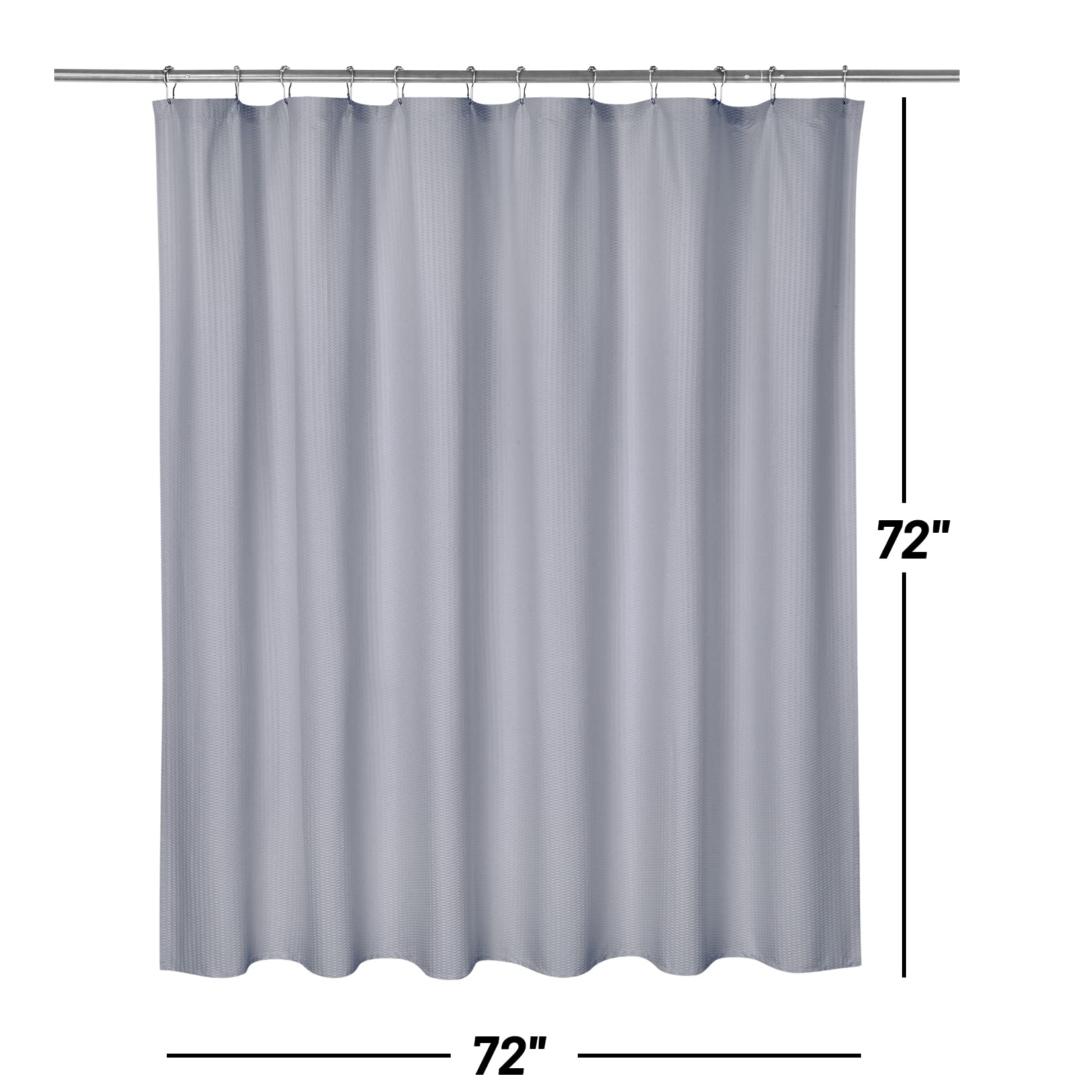 Rideau de douche Garvee gris à motif en relief, polyester, ourlet lesté, 12 boutonnières, convient aux salles de bains