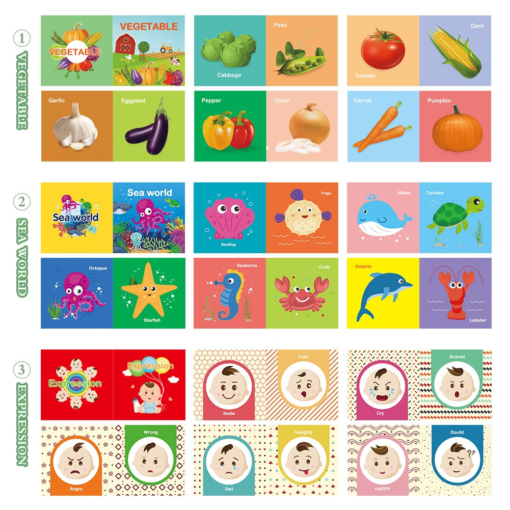 Coffret de 12 livres d'éveil en tissu Garvee Baby, en coton lavable, doux et non toxique, idéal pour les bébés et les jeunes enfants. 10,5 x 10,5 cm. Idéal comme cadeau.