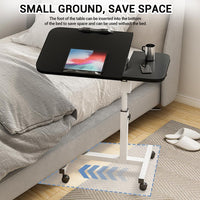 Table de lit réglable Garvee avec roulettes pour l'hôpital et la maison, hauteur réglable de 60 à 95 cm, en métal antidérapant