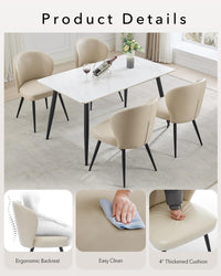 Garvee Ensemble de 2 chaises de salle à manger , ergonomiques, en cuir, pieds en acier, pour la cuisine et la salle à manger, hauteur d'assise de 59 cm (23,2 po), couleur neutre