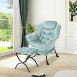 Garvee Fauteuil lounge avec ottoman, grand fauteuil lounge, tissu confortable, structure acier robuste, salon et bureau, vert - Vert