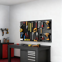 Panneau perforé métallique Garvee, lot de 4, 30,5 x 61 cm, en acier résistant aux rayures et flexible, avec vis, pour atelier et bureau, noir.