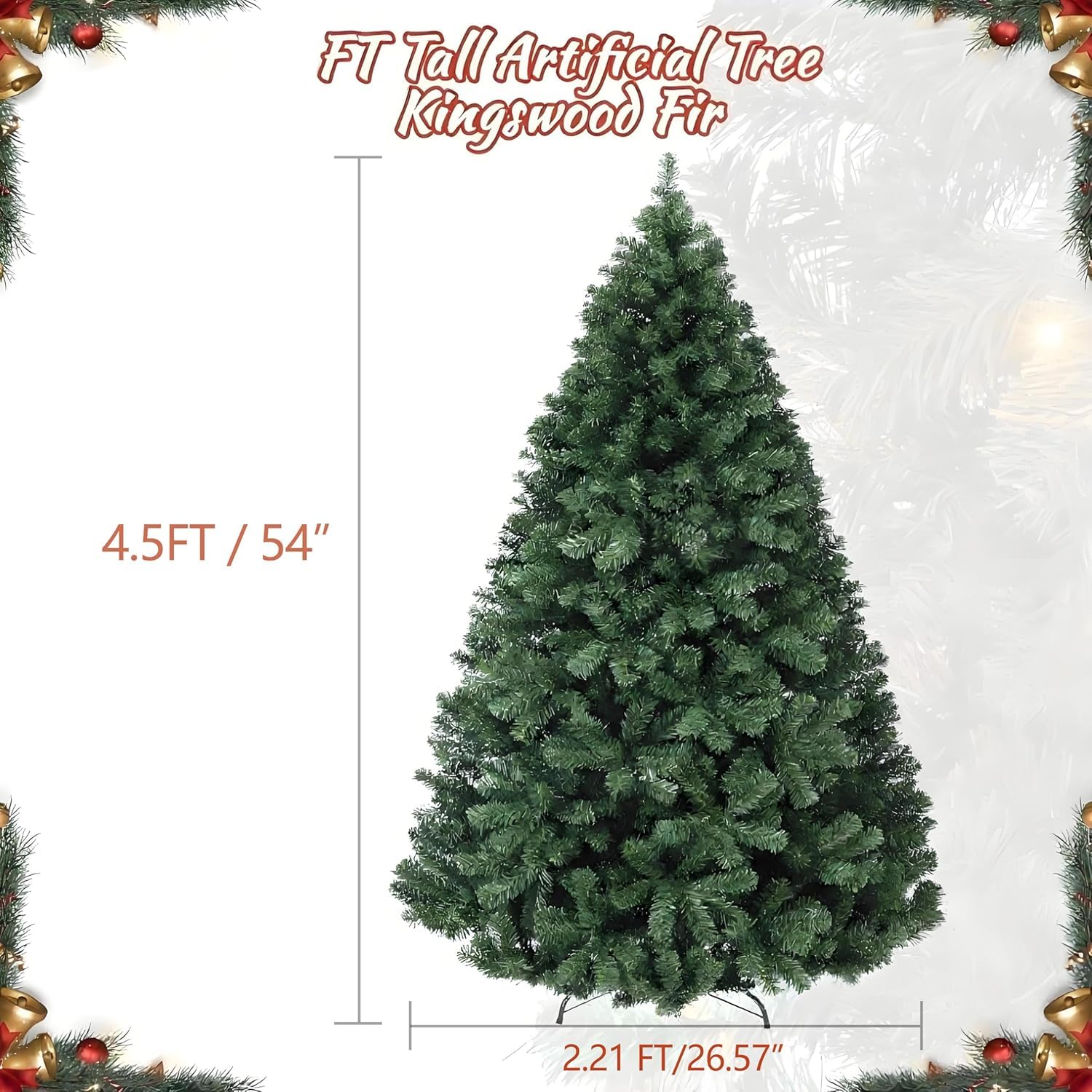 Sapin de Noël Garvee 140 cm pliable avec support fermé - Sapin artificiel réaliste pour la maison, le bureau et la décoration des fêtes