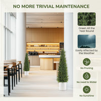 Arbre topiaire artificiel en cèdre Garvee de 122 cm (48 pouces), résistant aux UV, réaliste, tronc en bois, résistant aux intempéries, lot de 2, décoration de Noël extérieure verte