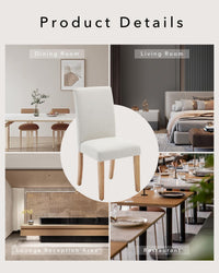 Chaises de salle à manger Garvee Parsons, lot de 2, rembourrées, ergonomiques, revêtement en lin, pieds en bois d'hévéa, pour la cuisine et le salon, beige