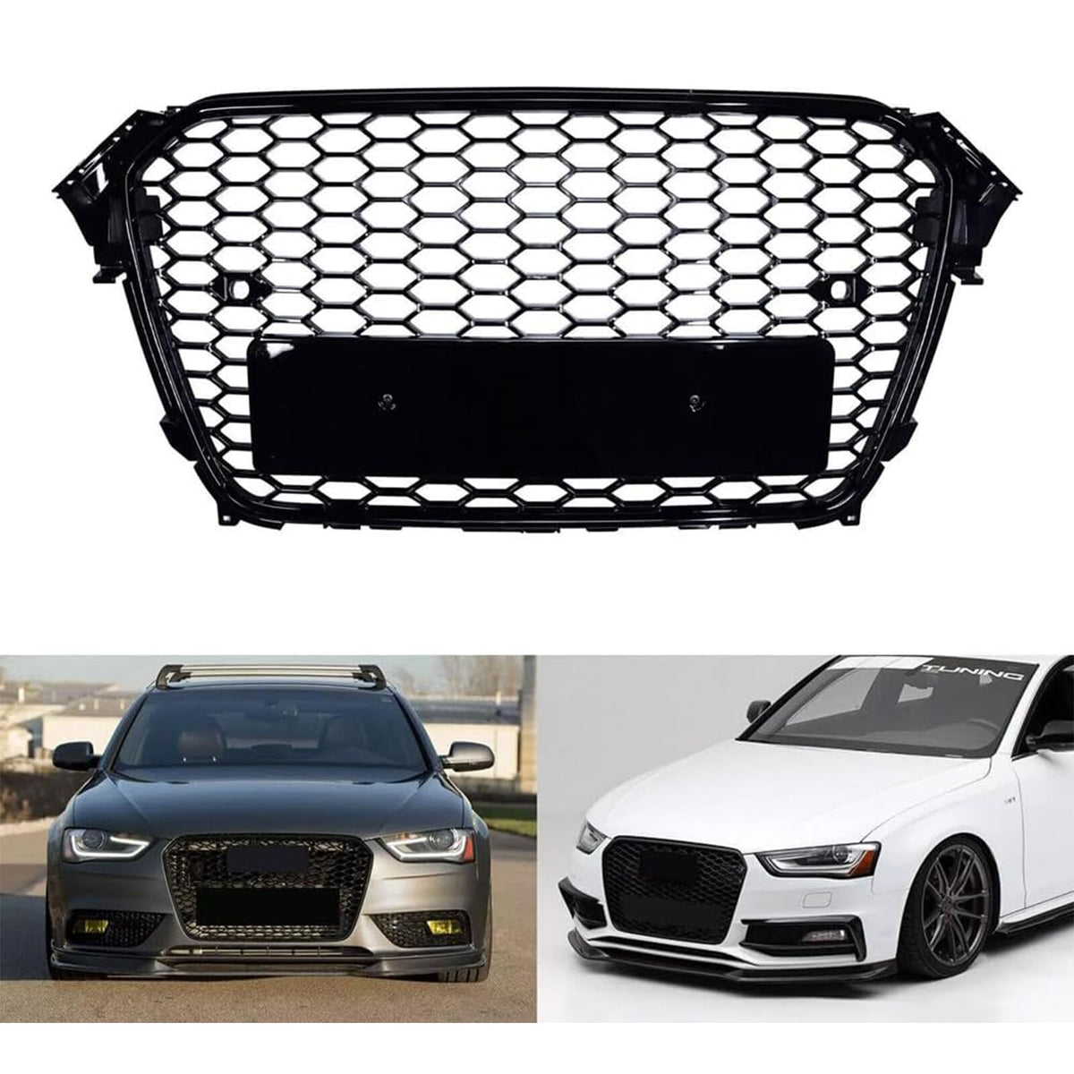 Grille de pare-chocs avant Garvee en nid d'abeille pour Audi A4 B8PA 2013-2016, robuste, ajustement parfait, en plastique, sans logo, modèle européen