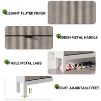 Meuble à chaussures cannelé Garvee avec 4 tiroirs abattants, pieds en métal, style campagne moderne, en bois, étroit, idéal pour un couloir ou une entrée, blanc