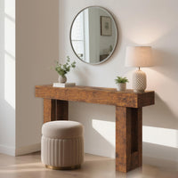 Garvee Console farmhouse 160 cm marron rustique, design minimaliste en T avec étagères ouvertes, idéale pour entrée, salon et rangement décoratif
