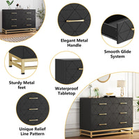Garvee commode à 6 tiroirs, vert, style moderne avec pieds en métal, pour la chambre ou salon, 100 × 48 × 73 cm
