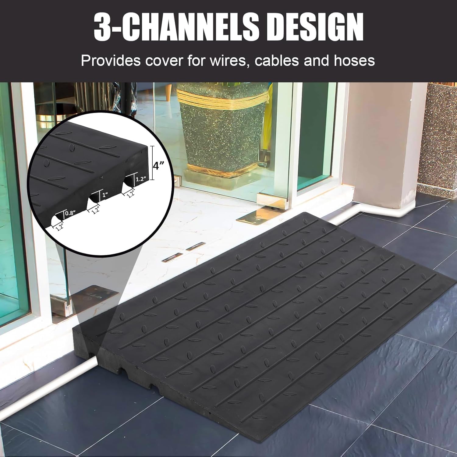 Garvee Rampe de trottoir en caoutchouc robuste 61 × 107 × 10 cm, hauteur 10 cm, pour allées, camions, bus et fauteuils roulants