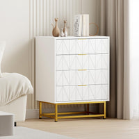 Garvee commode à 4 tiroirs avec grand espace de rangement, en MDF, pieds en métal doré, idéale pour la chambre et l'entrée, robuste et résistante aux rayures