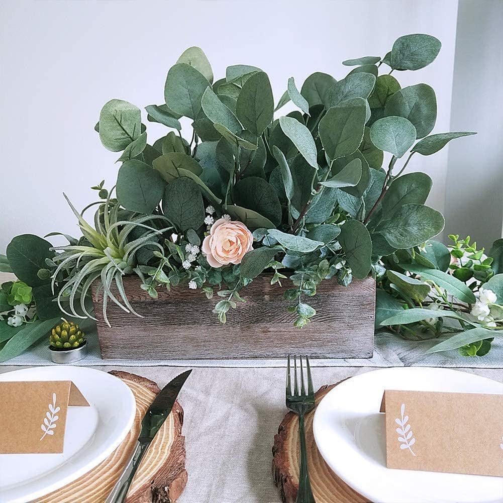 Garvee Lot de 6 branches et feuilles d'eucalyptus artificielles vertes pour décoration de mariage, fête, décoration de table, jardin, 29 cm