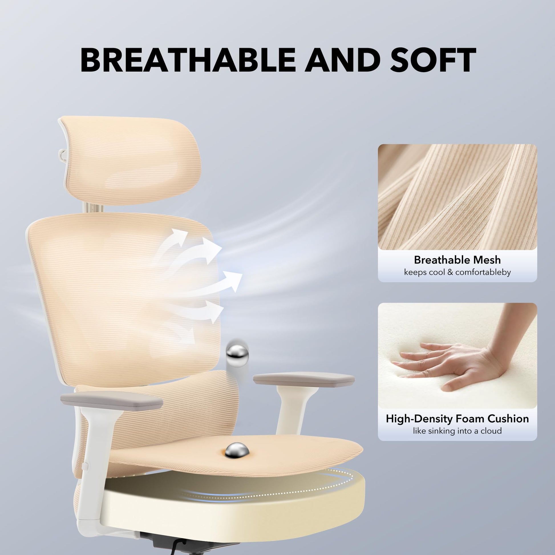 Chaise de bureau ergonomique Garvee en maille avec soutien lombaire réglable, dossier haut, accoudoirs 3D, structure en métal, pivotante, pour bureau et télétravail, noire