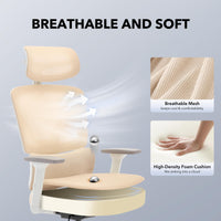 Chaise de bureau ergonomique Garvee en maille avec soutien lombaire réglable, accoudoirs 3D, structure en métal, dossier haut, pivotante, pour bureau et télétravail, noire