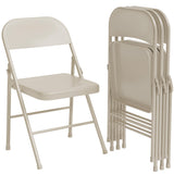 Garvee Lot de 4 chaises pliantes beige, cadre en métal, charge max. 159 kg, chaises portables pour salle à manger, salon, bureau et camping - beige