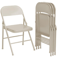Garvee Lot de 4 chaises pliantes beige, cadre en métal, charge max. 159 kg, chaises portables pour salle à manger, salon, bureau et camping