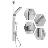 Colonne de douche Garvee avec jets pluie et cascade, 2 jets de massage, douchette 3 fonctions, acier inoxydable, nickel brossé, fixation murale, salle de bain moderne
