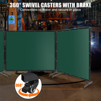 Panneau de protection de soudage Garvee à 3 panneaux, 2,44 m x 1,83 m, PVC ignifugé, cadre en acier, roues, protection UV, atelier/garage